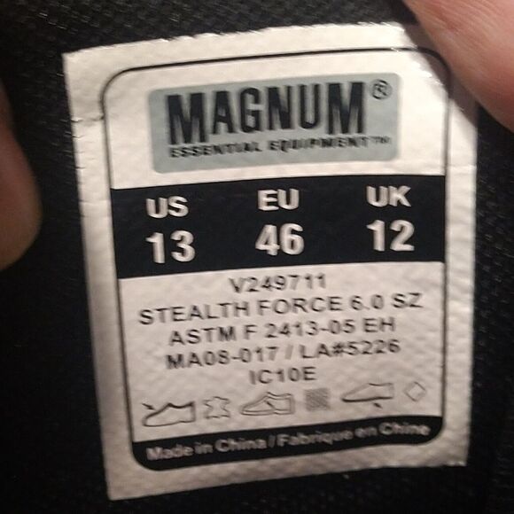 Magnum Stealth Force 6.0 SZ Composite Toe Work Boots Black Leather Mens 13 EUC main image 3
